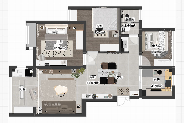 刘晓芳｜紫金铭苑3-2-504-90㎡-极简奶油风格｜3室2厅1卫｜新房装修｜定制家｜全包13
